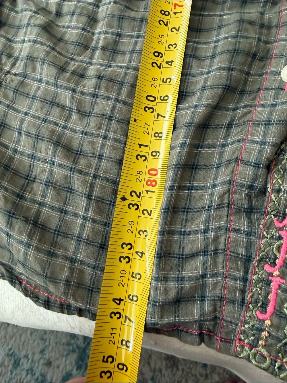 Johnny Was 3 J Olive Plaid Dress with Embroidery Size Small E04 - Picture 8 of 11